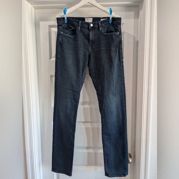Frame Denim L'Homme Slim Jeans Placid Dark Wash Stretch Denim Size 31 - Picture 3 of 10